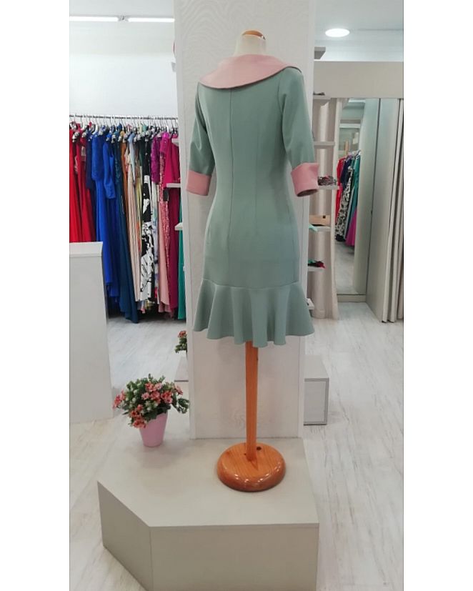 VESTIDO EN VERDE Y ROSA  - Foto 2