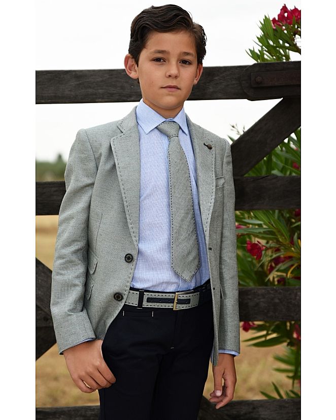 TRAJE DE COMUNIÓN CON CHAQUETA Y CORBATA EN GRIS  - Foto 1