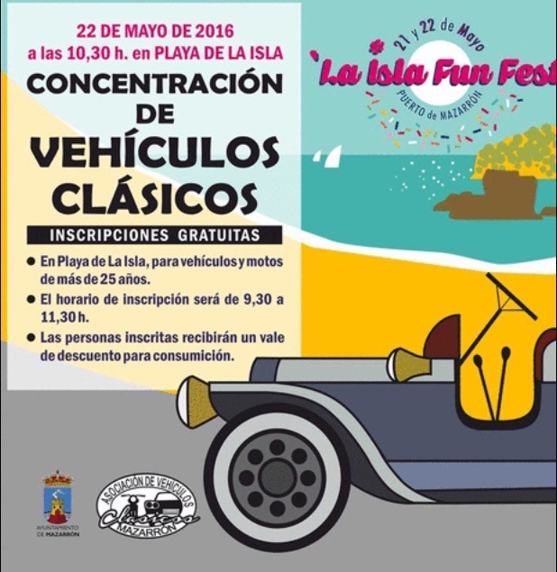 CONCENTRACIÓN DE VEHÍCULOS CLASICOS. 22 de mayo. Playa de la Isla.