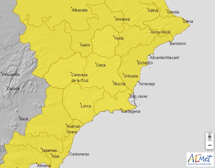 Cambio de tiempo para mañana con lluvias y tormentas en Mazarrón