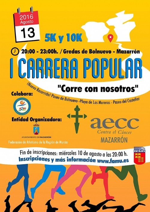 BOLNUEVO Y PLAYA GRANDE  ACOGEN EL 13 DE AGOSTO LA I CARRERA POPULAR “CORRE CON NOSOTROS”