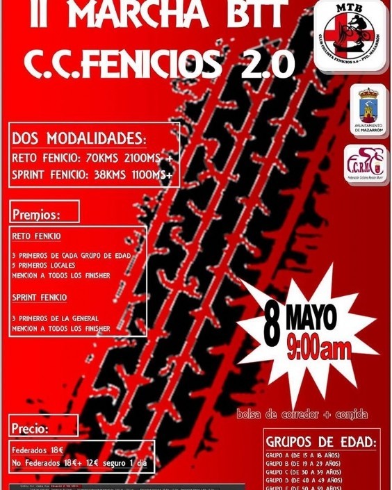 II MARCHA BTT C.C. FENICIOS 2.0, para el próximo 8 de mayo.