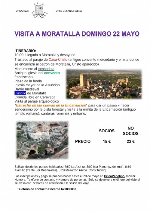 Asociación 'Torre de Santa Elena'. VISITA A MORATALLA Y CARAVACA. 22 de mayo.