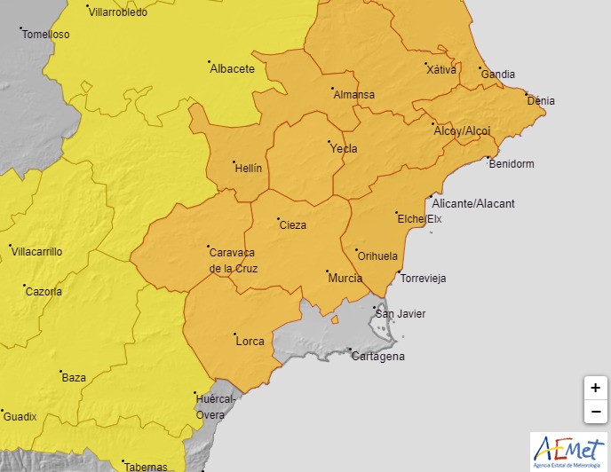 Gran parte de la Región de Murcia podría llegar mañana a los 42 ºC