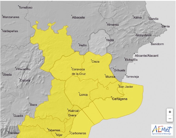 Aviso de nivel amarillo por lluvias, tormentas y fenómeno costero para mañana lunes