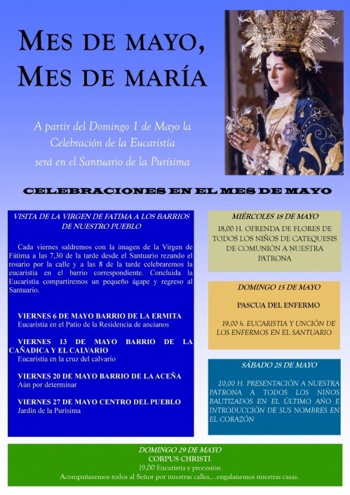 CELEBRACIONES DE LA PARROQUIA DE MAZARRÓN DURANTE EL MES DE MAYO