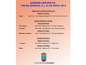 AGENDA DEPORTIVA 21-22 MAYO. Fútbol Sala y Fútbol.