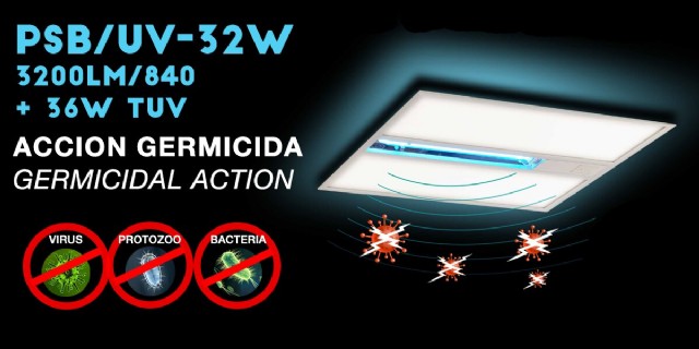 Nueva Panel Led LUX-MAY con Lámpara anti virus y germicida incluida.