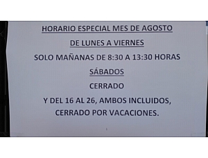 NUEVO HORARIO ESPECIAL MES DE AGOSTO