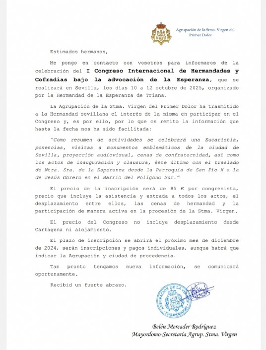 I Congreso Internacional de Hermandades y Cofradías bajo la advocación de la Esperanza