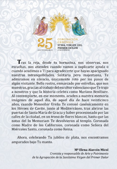 Programa de actos del XXV Aniversario de la Coronación Canónica de la Stma. Virgen del Primer Dolor