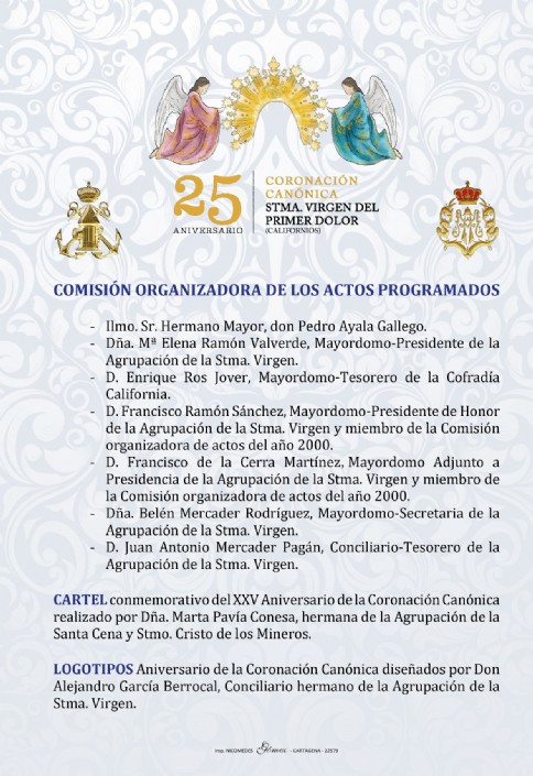 Programa de actos del XXV Aniversario de la Coronación Canónica de la Stma. Virgen del Primer Dolor